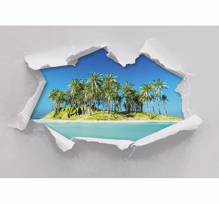 Krásný ostrov rozbitá zeď 3d fototapeta - TenStickers