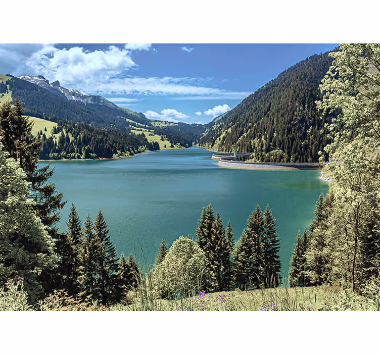 Fototapeta klidné horské jezero - TenStickers