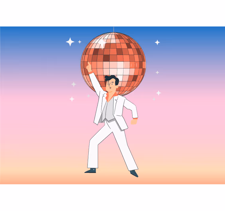 Disco koule ilustrace s barvami fototapeta - TenStickers