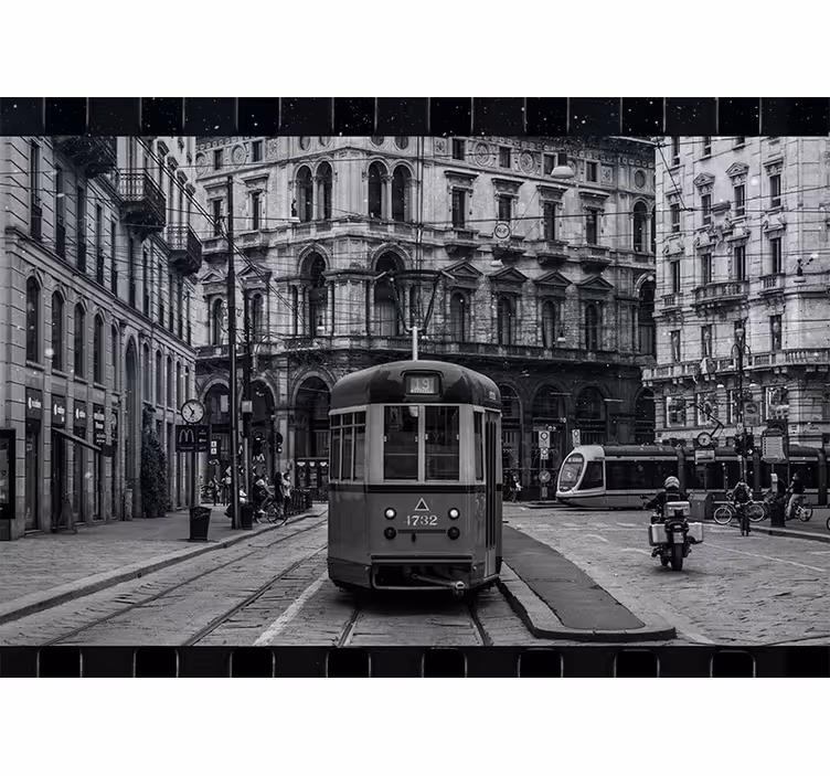 Fototapeta pro město a zemi historická tramvajová křižovatka - TenStickers