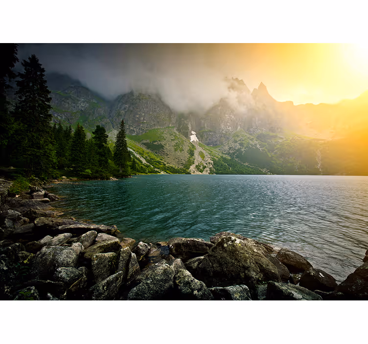 Fototapeta s výhledem na horské jezero - TenStickers