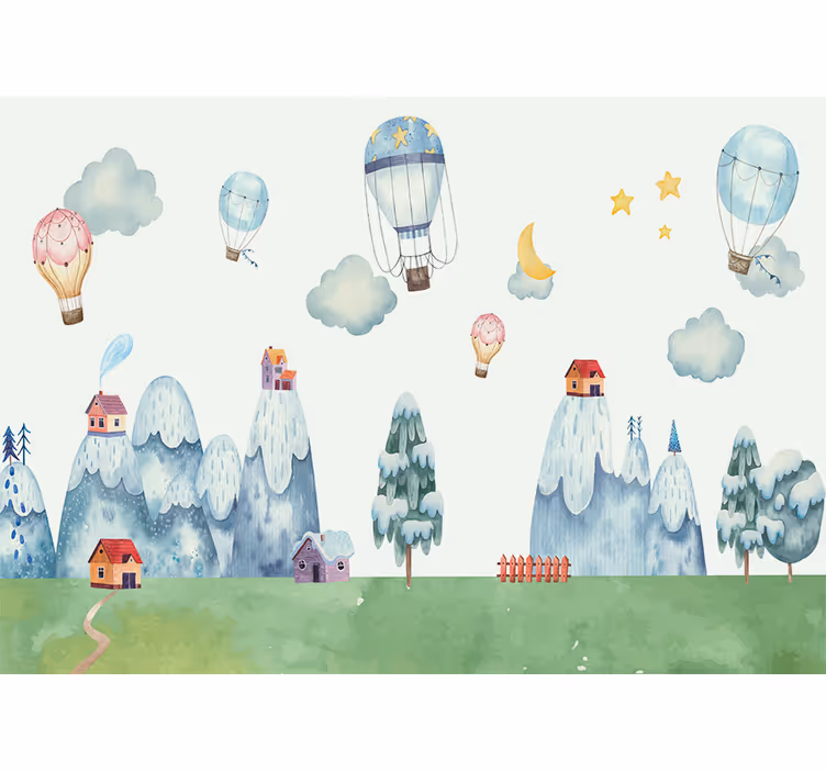 Fototapeta roztomilé kreslené hory fantasy - TenStickers