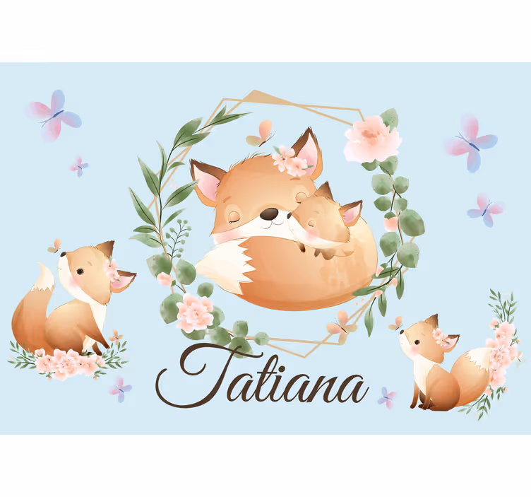 Roztomilá zvířata liška s názvem dětské fototapeta - TenStickers