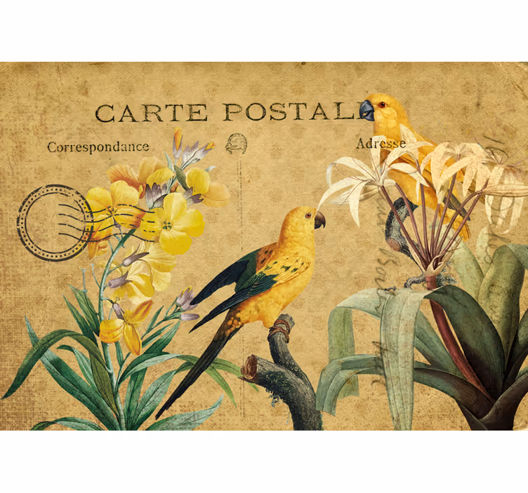 Fototapeta květina vintage papoušci a flora - TenStickers