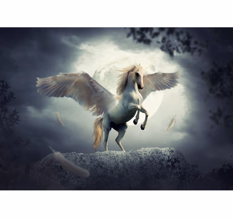 Nebojácný jednorožec létající fantasy fototapeta - TenStickers