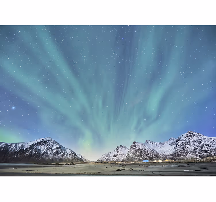 Horská fototapeta zážitek z polární záře - TenStickers