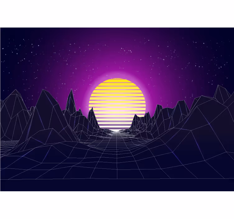 Abstraktní fototapeta geometrické hory při západu slunce - TenStickers
