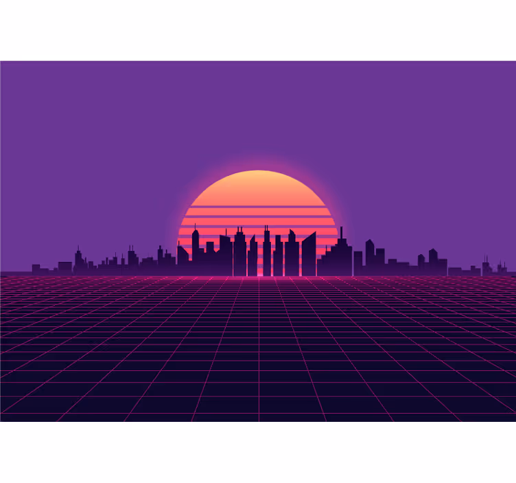 Fototapeta ve stylu vintage západu slunce 80. Let vaporwave - TenStickers