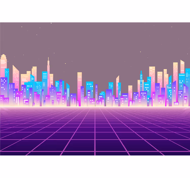 Fototapeta pro město a zemi s futuristickým skyline - TenStickers