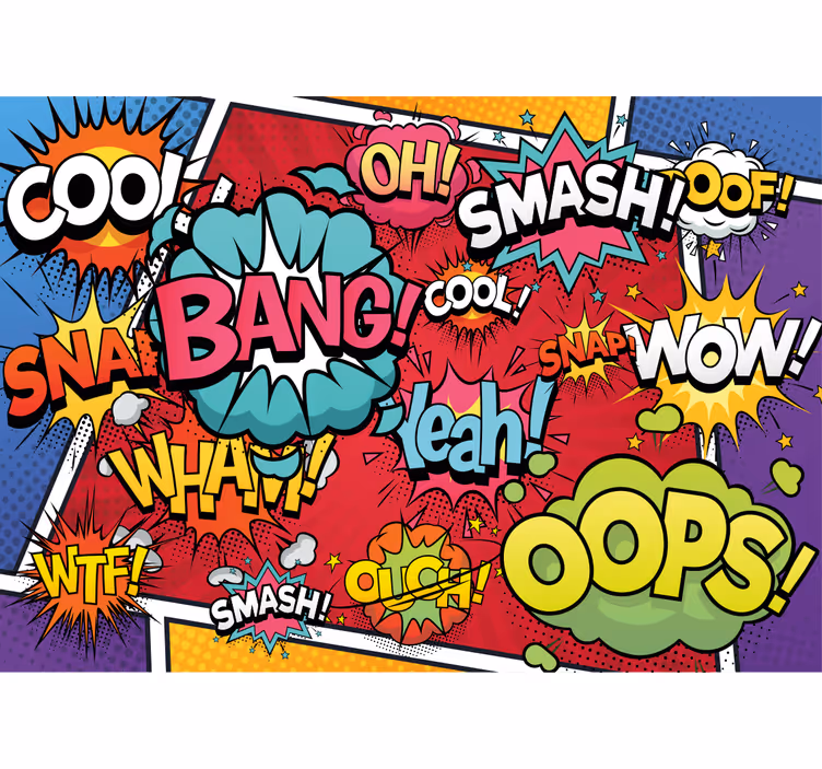 Graffiti fototapeta s komiksovými zvukovými efekty - TenStickers