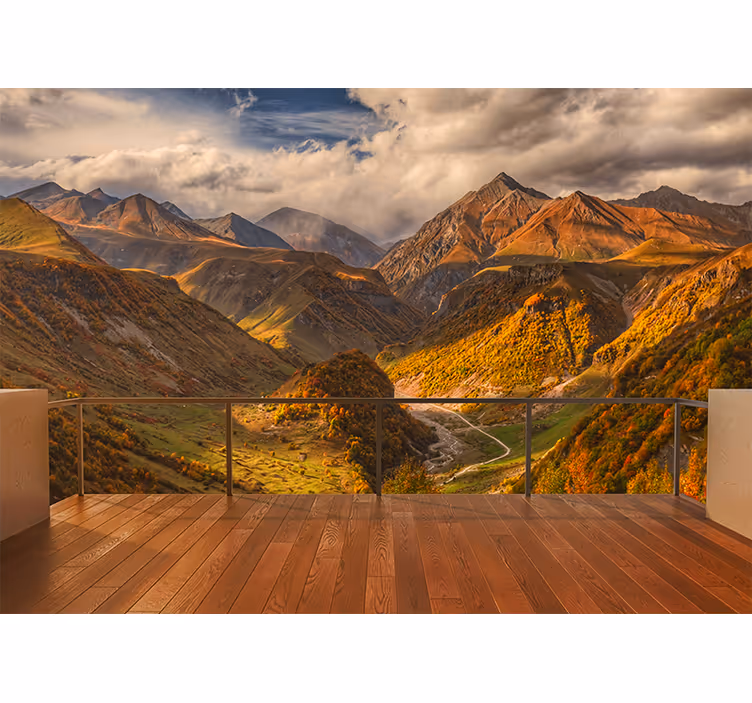 Fototapeta balkon pohled na hory - TenStickers