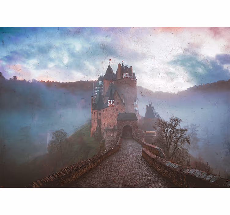 Fototapeta pro město a zemi tajemný hrad v krajině - TenStickers