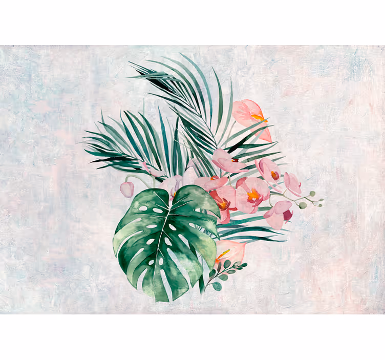 Fototapeta akvarel monstera listy vzor - TenStickers