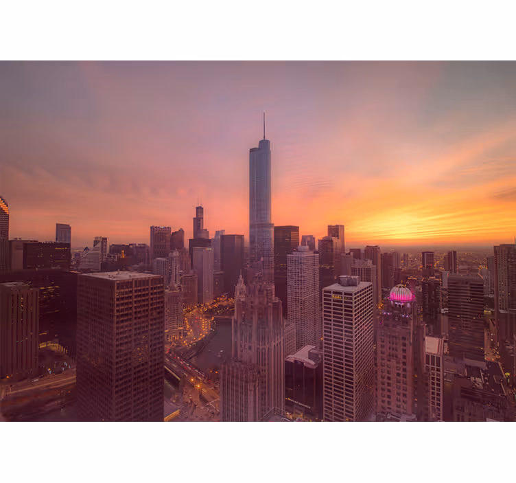 Fototapeta pro město a zemi chicago západ slunce - TenStickers