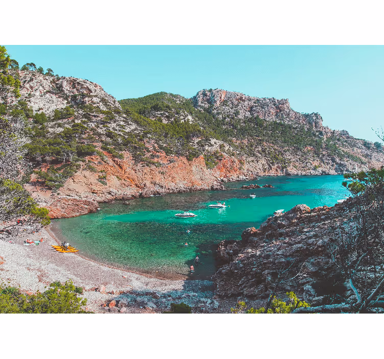 Krásná pláž s kameny mallorca fototapeta - TenStickers