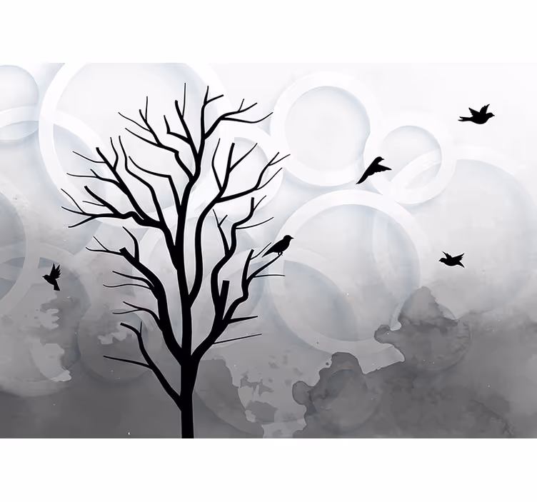Silueta stromových ptáků Strom fototapeta - TenStickers