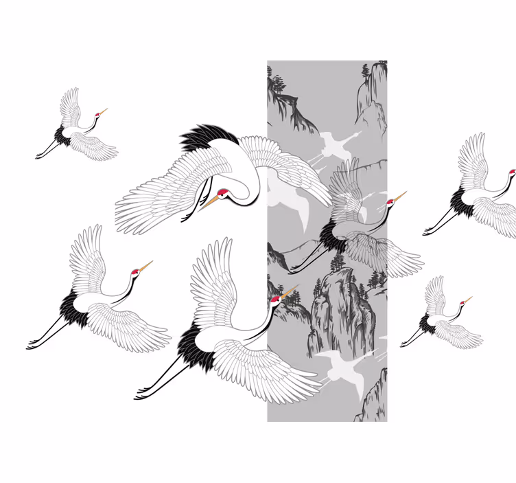 Fototapeta zvířata design létajících jeřábů - TenStickers