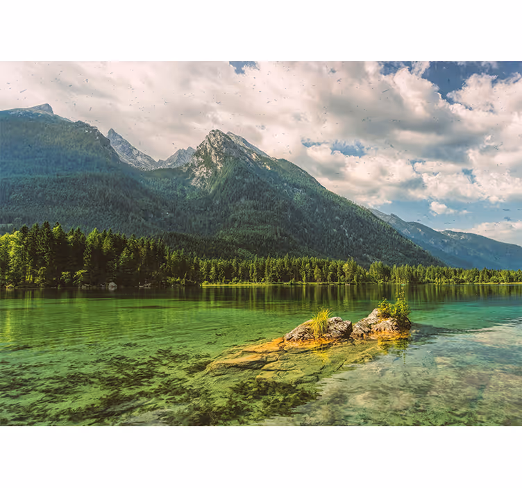 Fototapeta jezero hory a mraky jezero - TenStickers