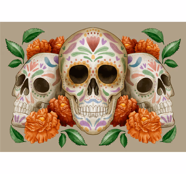 Fototapeta lebka v mexickém stylu - TenStickers
