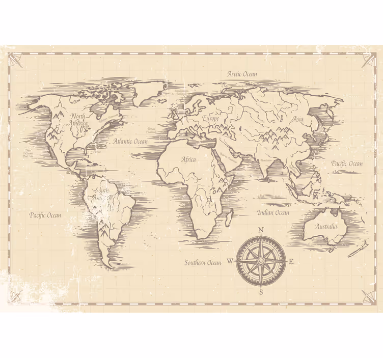 Starožitná světová mapa Fototapeta kancelář - TenStickers