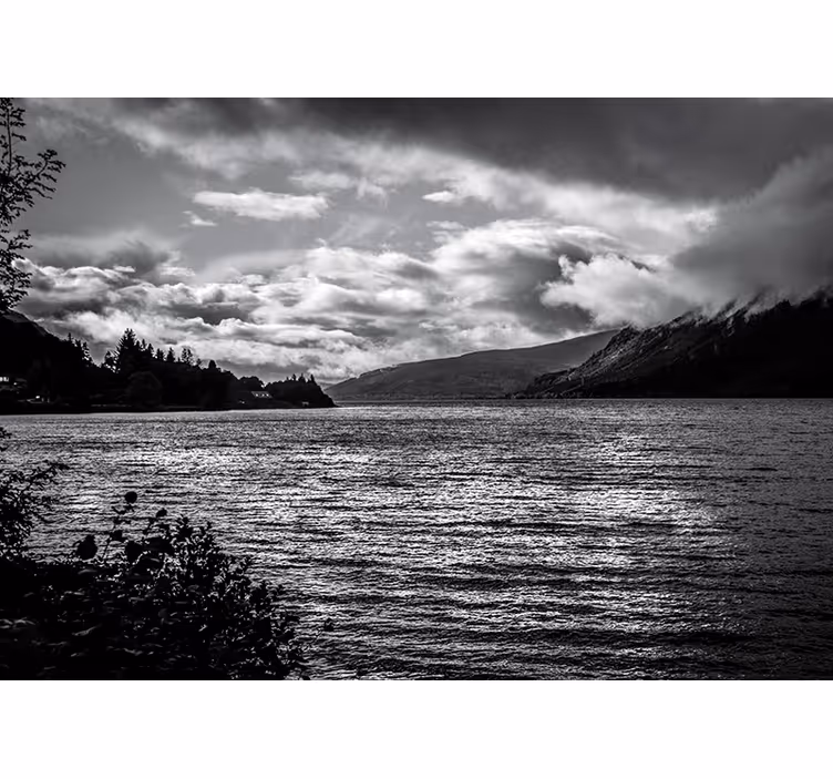 Monochromatický výhled na jezero Fototapeta - TenStickers