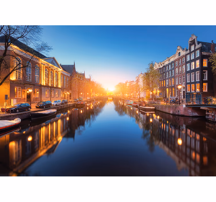 Soumrak amsterdamského kanálu Amsterdam fototapeta - TenStickers