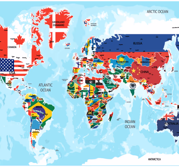 Mapa světa s vlajkami nástěnná mapa světa - TenStickers