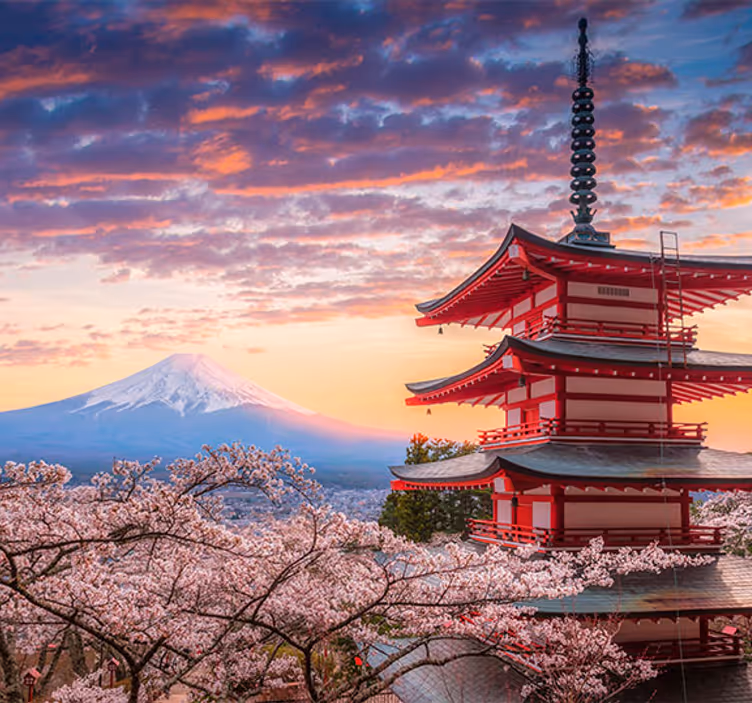 Fototapeta hora fuji a japonští buidlings - TenStickers