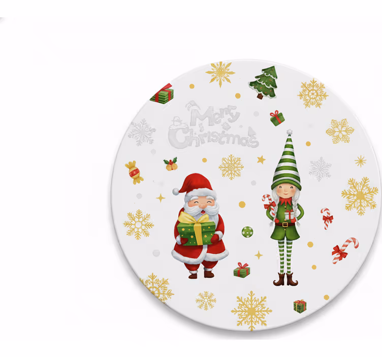 Vánoční podtácek santa s elfem - TenStickers