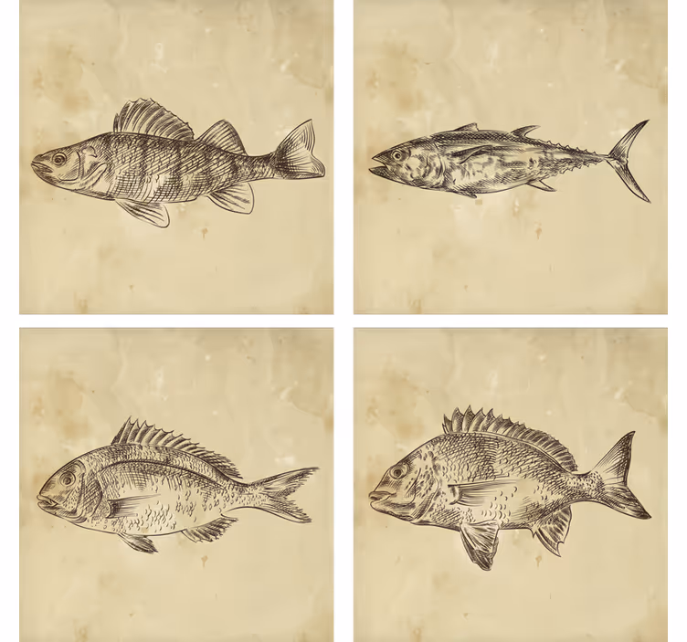 Báječné vintage tažené rybí dráha - TenStickers