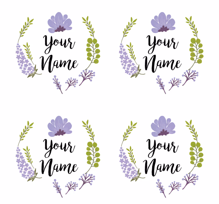 Květinové se jménem personalizované tácky - TenStickers