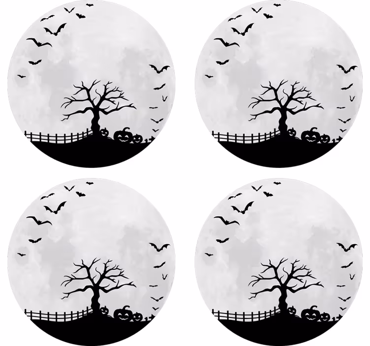 Halloweenský podtácek s siluetou strašidelného stromu - TenStickers
