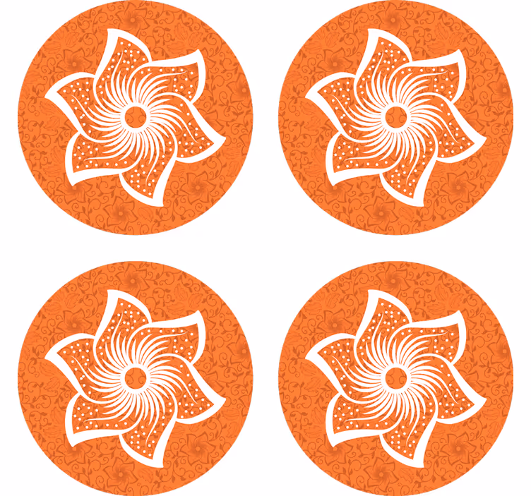 Pivní podtácek stylová oranžová flora - TenStickers