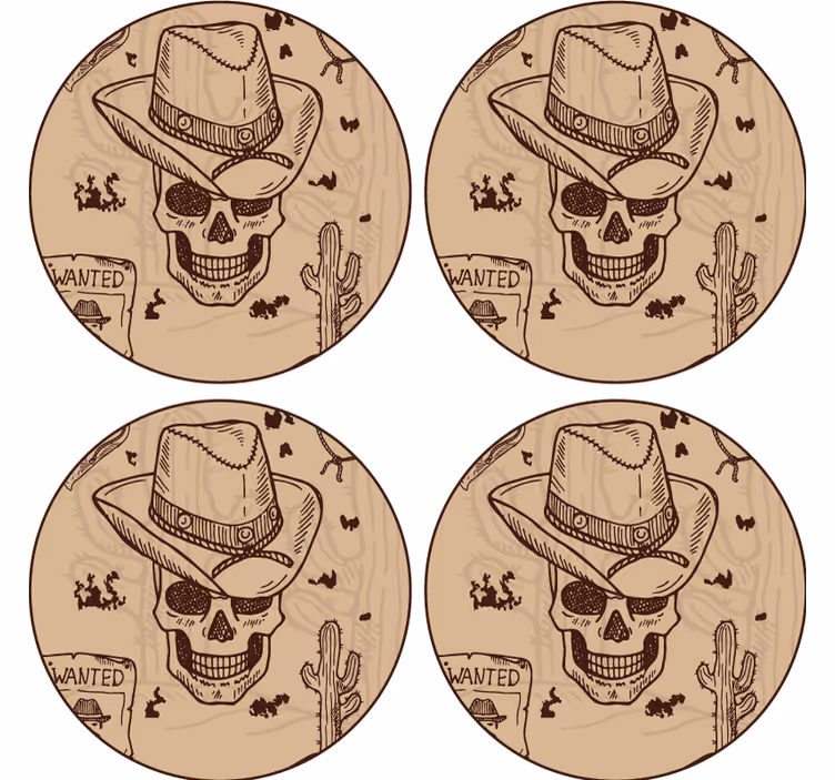 Blázen podtácek lebka s kovbojským kloboukem - TenStickers