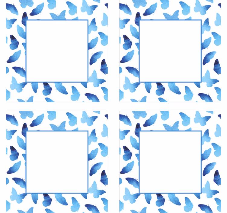 Přizpůsobitelný podtácek modré rámy s motýly - TenStickers