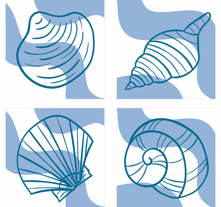 Blázen podtácek s stylizovanými ilustracemi mušlí - TenStickers