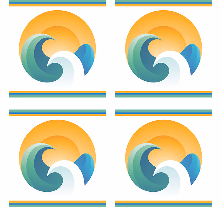 Moderní podtácek vlny se západem slunce - TenStickers