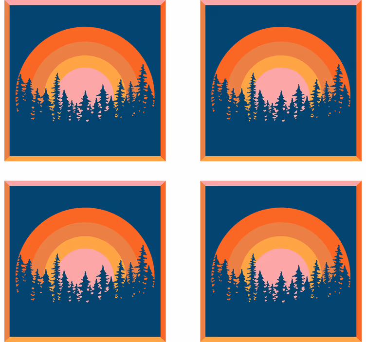 Moderní podtácek lesní západ slunce - TenStickers