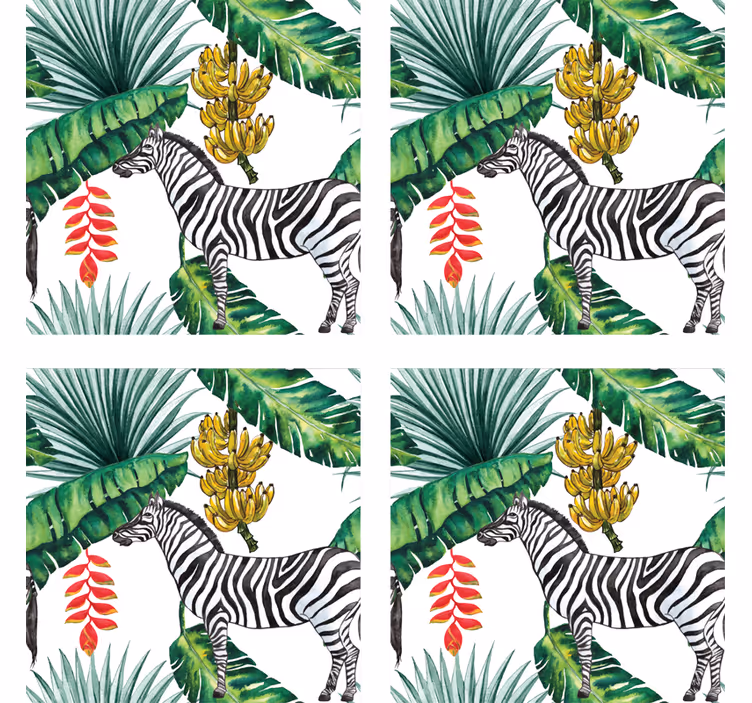 Blázen podtácek zebra a tropické listy - TenStickers