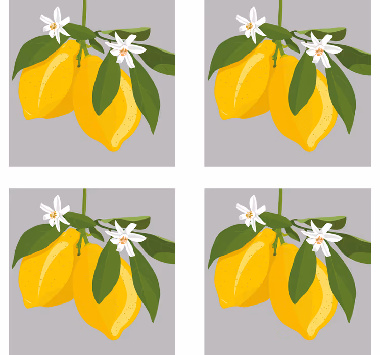 Moderní podtácek s žlutými citrony a listy - TenStickers