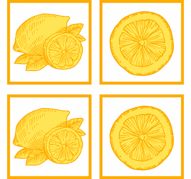 Efekt textury podtácků s ilustracemi citrusů - TenStickers