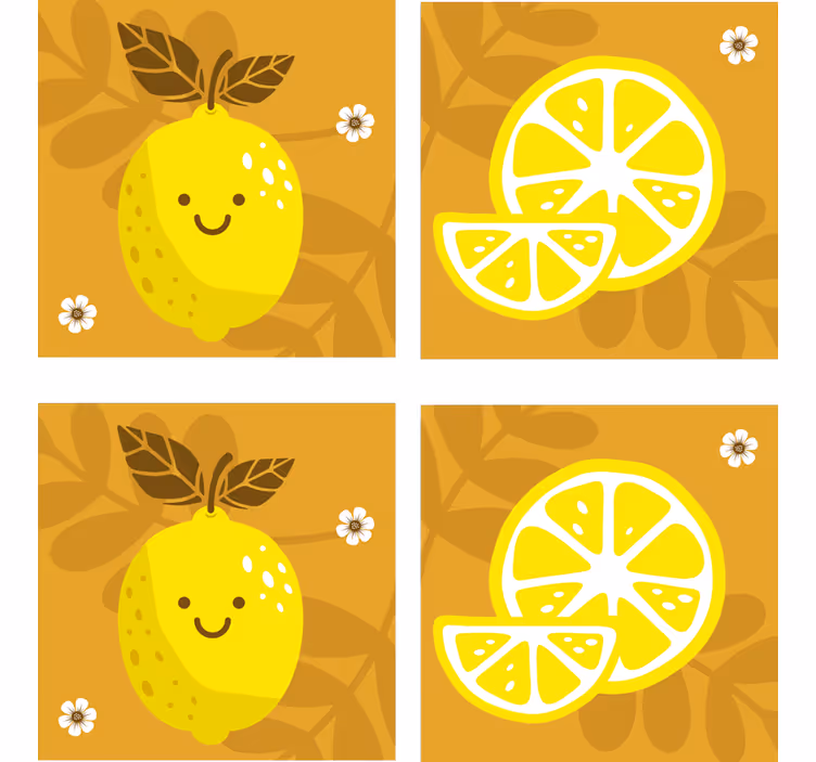 Kreslený citrony citrusová dráha - TenStickers