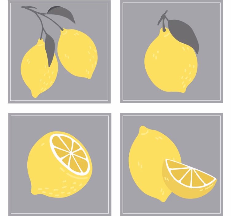Efekt textury podtácků s ilustracemi citronů - TenStickers