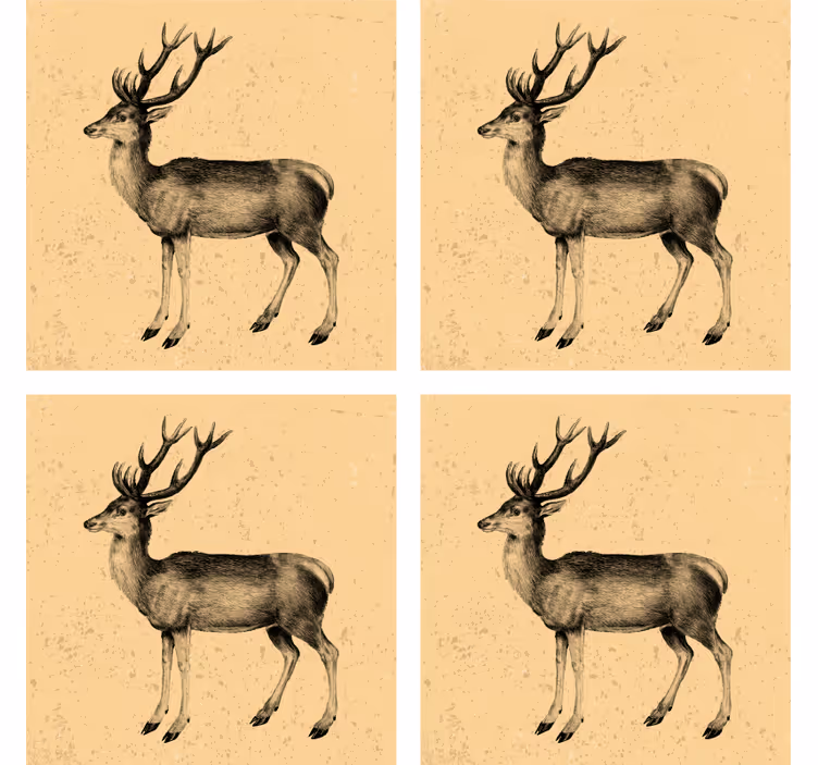 Pivní podtácek s vintage ilustrací jelena - TenStickers