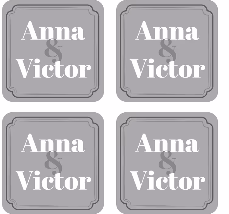 Svatební podtácek s personalizovanými iniciály - TenStickers