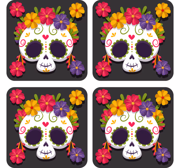 Den mrtvých květinpodtácek halloween - TenStickers