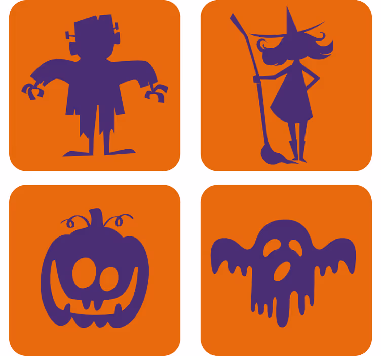 Halloweenský podtácek frankenstein Čarodějnice dýně duch - TenStickers