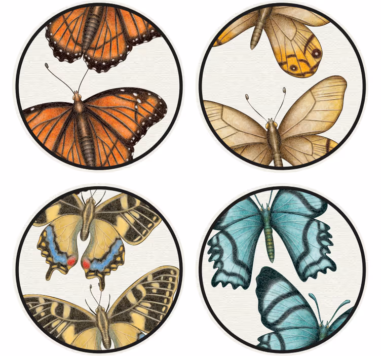 Blázen podtácek barevné motýly set - TenStickers