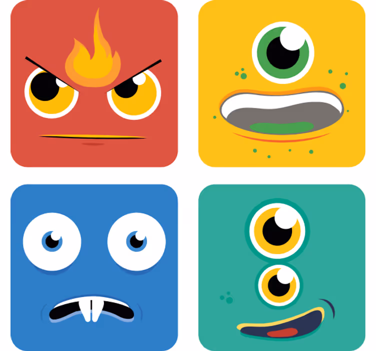 Blázen podtácek barevné příšerčí obličeje - TenStickers