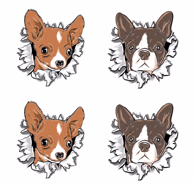 Roztomilé animované psy geek tácky - TenStickers